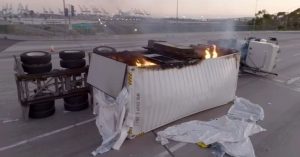 Read more about the article A truck full of batteries has been burning for almost a full day, shutting down ports in LA